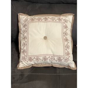 Waterford Linens Pillow w/Button Tuft Accent Decor Pillow 18" Rhinestones